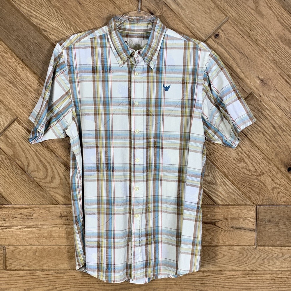 Company 81 Mens Size L Large Shirt Button Down Plaid Short Sleeve Casual Cotton